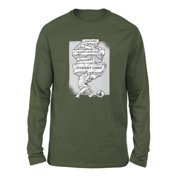 Debt Atlas Men/Unisex Drop Shoulder Sweatshirt in Military Green color